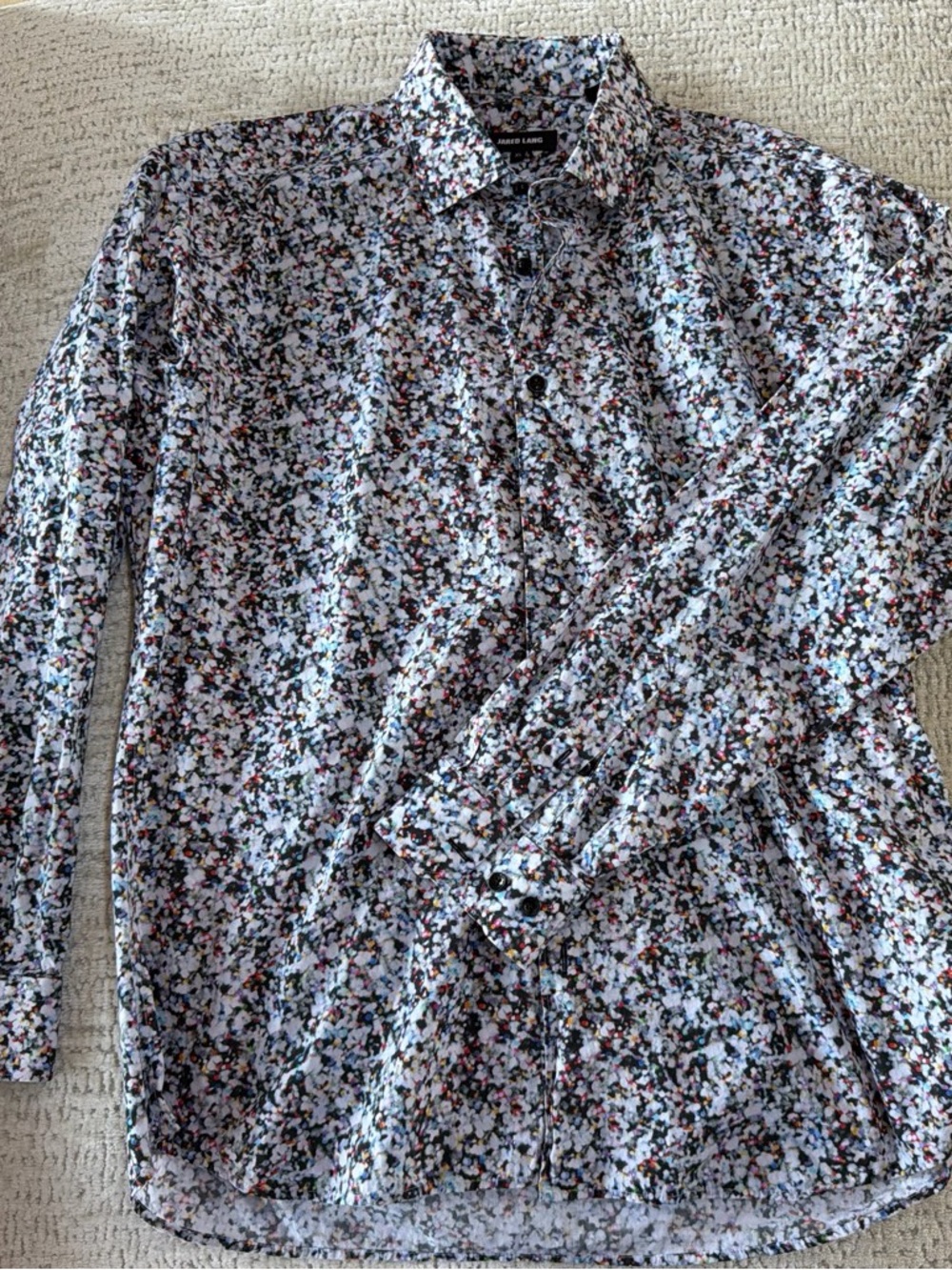 Jared Lang Men ‘s Long-Sleeve Button-Up Shirt - White Multi